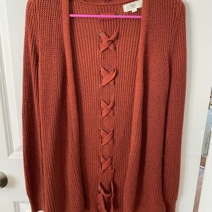 Women's Rust Sweater with Bow Details